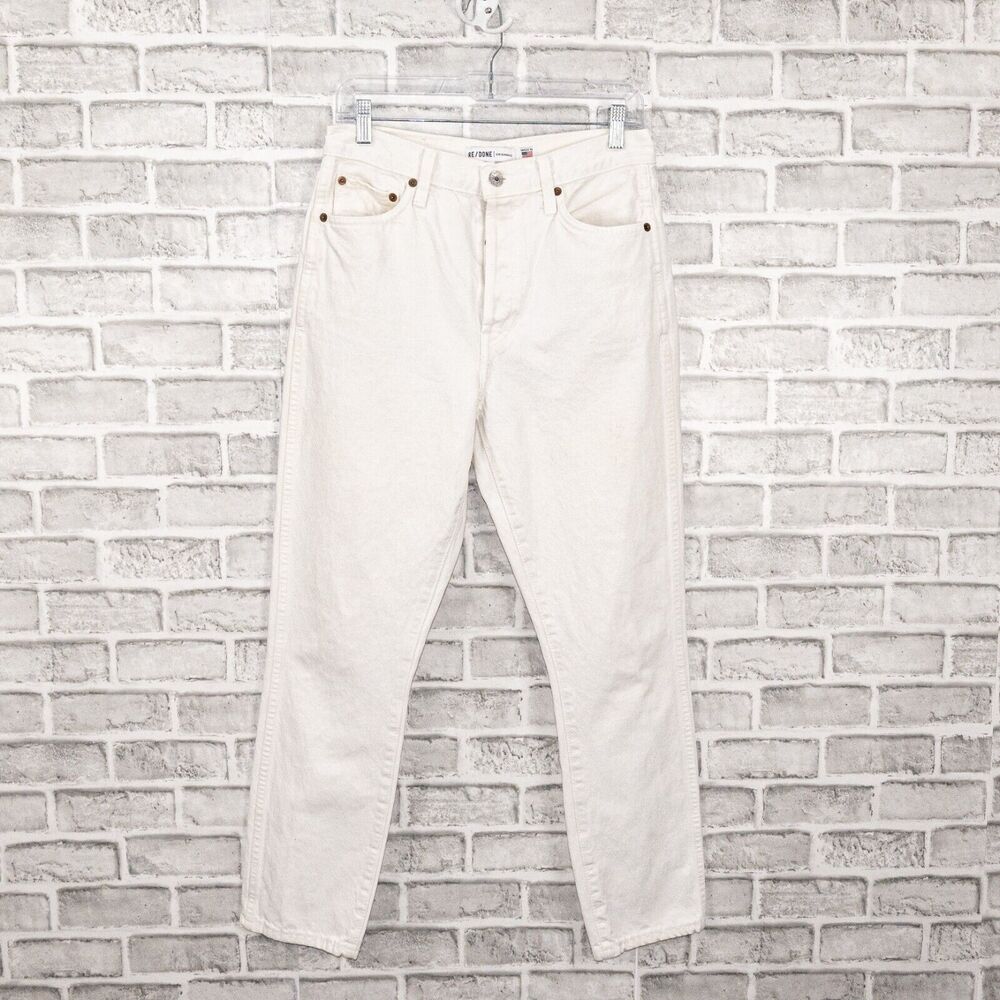 RE/DONE Originals Women's Double Needle Crop Denim Jeans in White size 29